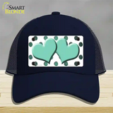 Mint White Dots Hearts Oil Rubbed Novelty License Plate Hat Mesh / Navy