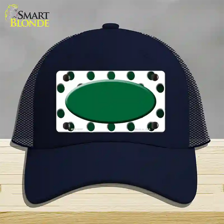 Green White Dots Oval Oil Rubbed Novelty License Plate Hat Mesh / Navy