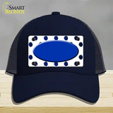 Blue White Dots Oval Oil Rubbed Novelty License Plate Hat Mesh / Navy