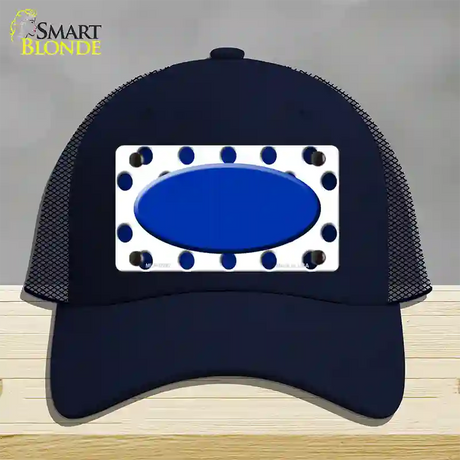 Blue White Dots Oval Oil Rubbed Novelty License Plate Hat Mesh / Navy