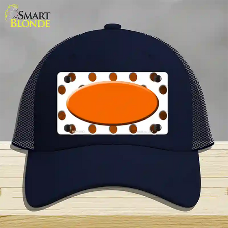 Orange White Dots Oval Oil Rubbed Novelty License Plate Hat Mesh / Navy