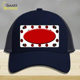 Red White Dots Oval Oil Rubbed Novelty License Plate Hat Mesh / Navy