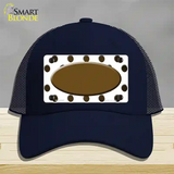 Brown White Dots Oval Oil Rubbed Novelty License Plate Hat Mesh / Navy