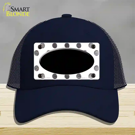 Black White Dots Oval Oil Rubbed Novelty License Plate Hat Mesh / Navy