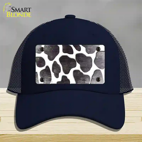 Black White Giraffe Oil Rubbed Novelty License Plate Hat Mesh / Navy