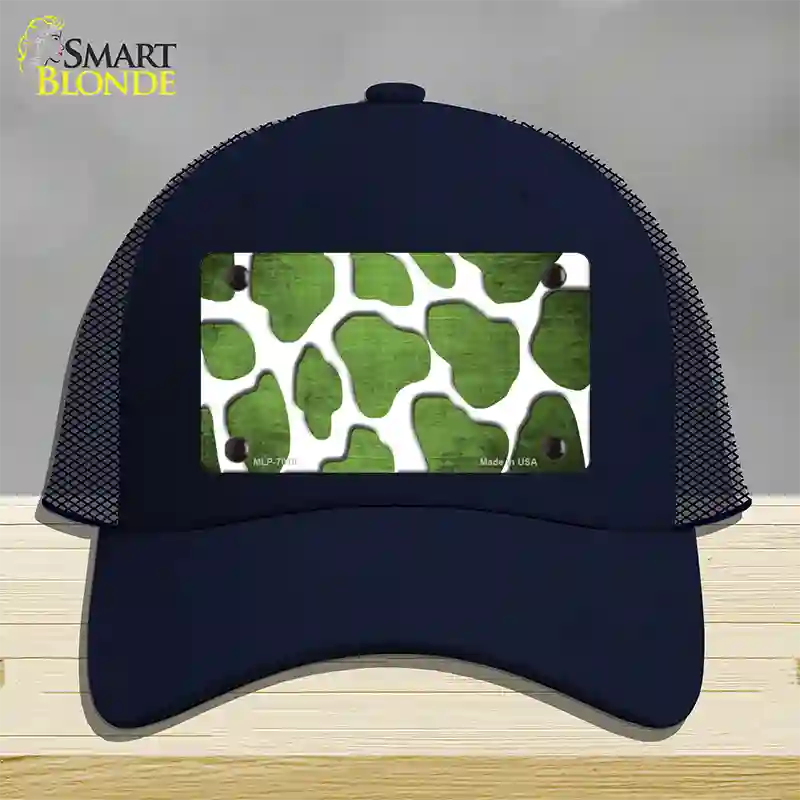 Lime Green White Giraffe Oil Rubbed Novelty License Plate Hat Mesh / Navy