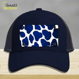 Blue White Giraffe Oil Rubbed Novelty License Plate Hat Mesh / Navy