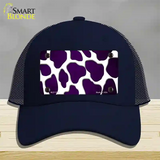 Purple White Giraffe Oil Rubbed Novelty License Plate Hat Mesh / Navy