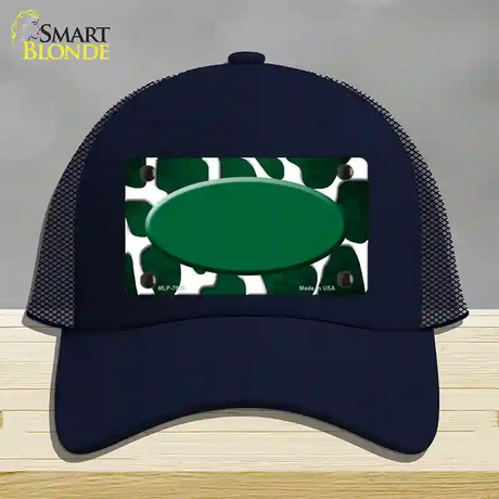 Green White Oval Giraffe Oil Rubbed Novelty License Plate Hat Mesh / Navy