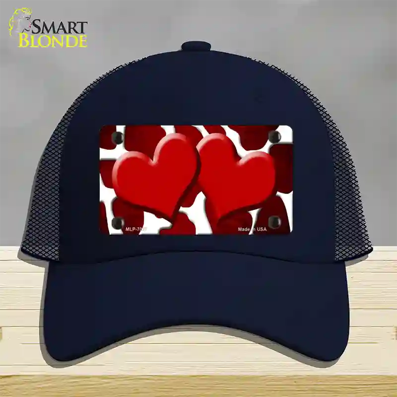 Red White Hearts Giraffe Oil Rubbed Novelty License Plate Hat Mesh / Navy