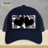 Black White Hearts Giraffe Oil Rubbed Novelty License Plate Hat Mesh / Navy