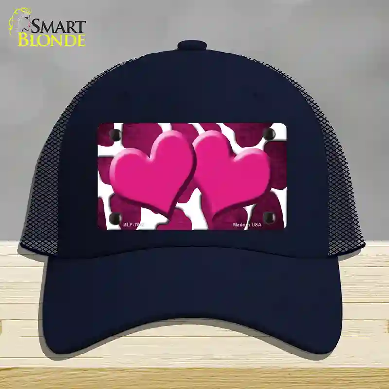 Pink White Hearts Giraffe Oil Rubbed Novelty License Plate Hat Mesh / Navy