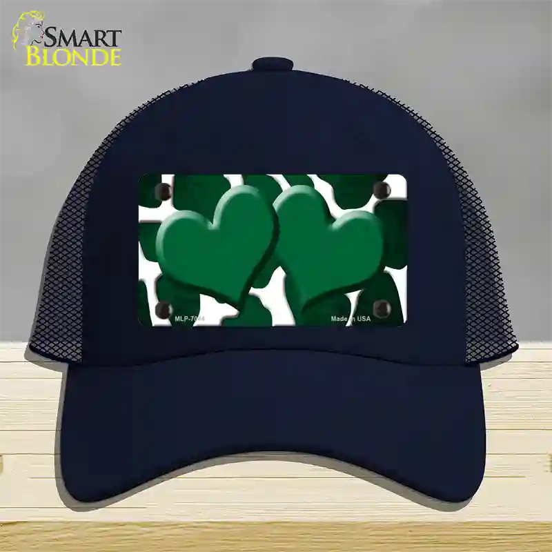 Green White Hearts Giraffe Oil Rubbed Novelty License Plate Hat Mesh / Navy