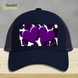 Purple White Hearts Giraffe Oil Rubbed Novelty License Plate Hat Mesh / Navy