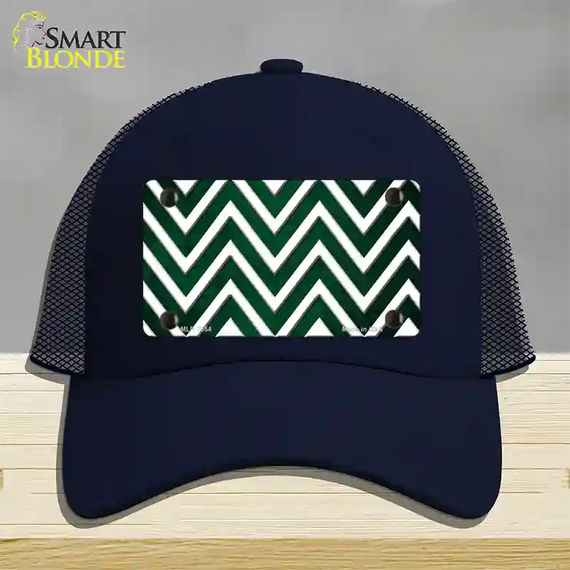 Green White Chevron Oil Rubbed Novelty License Plate Hat Mesh / Navy