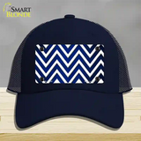 Blue White Chevron Oil Rubbed Novelty License Plate Hat Mesh / Navy