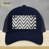 Gray White Chevron Oil Rubbed Novelty License Plate Hat Mesh / Navy