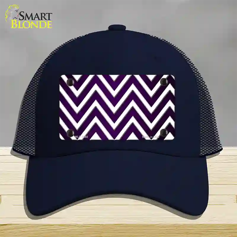 Purple White Chevron Oil Rubbed Novelty License Plate Hat Mesh / Navy