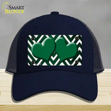 Green White Hearts Chevron Oil Rubbed Novelty License Plate Hat Mesh / Navy