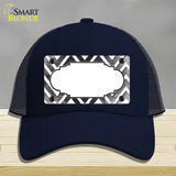 Black White Chevron Scallop Oil Rubbed Novelty License Plate Hat Mesh / Navy