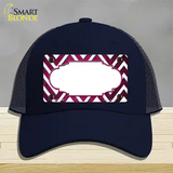 Pink White Chevron Scallop Oil Rubbed Novelty License Plate Hat Mesh / Navy