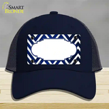 Blue White Chevron Scallop Oil Rubbed Novelty License Plate Hat Mesh / Navy