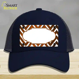 Orange White Chevron Scallop Oil Rubbed Novelty License Plate Hat Mesh / Navy