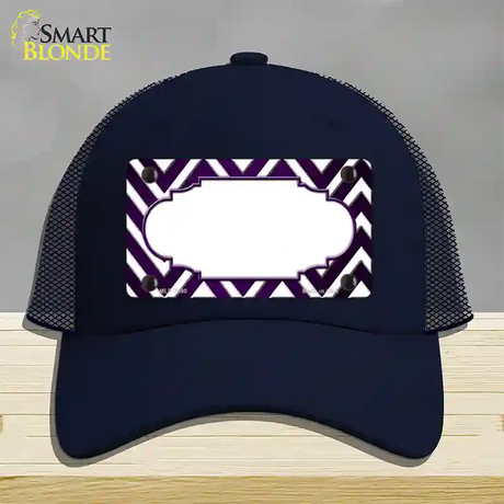 Purple White Chevron Scallop Oil Rubbed Novelty License Plate Hat Mesh / Navy