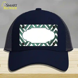 Mint White Chevron Scallop Oil Rubbed Novelty License Plate Hat Mesh / Navy