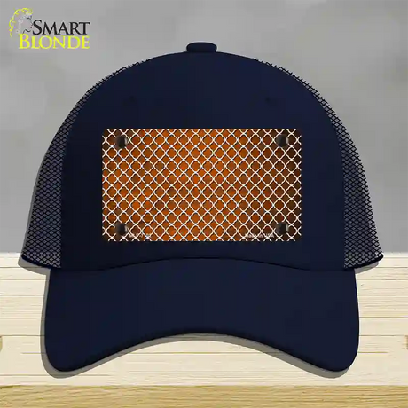 Orange White Quatrefoil Oil Rubbed Novelty License Plate Hat Mesh / Navy