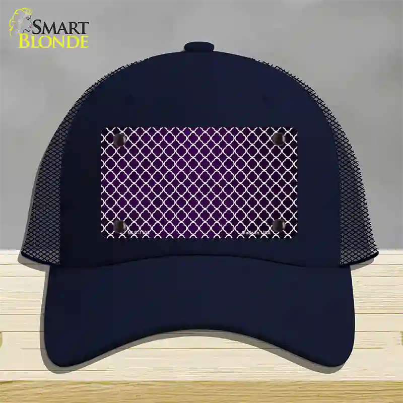 Purple White Quatrefoil Oil Rubbed Novelty License Plate Hat Mesh / Navy