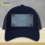 Light Blue White Quatrefoil Oil Rubbed Novelty License Plate Hat Mesh / Navy