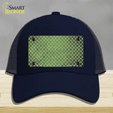 Lime Green White Quatrefoil Oil Rubbed Novelty License Plate Hat Mesh / Navy