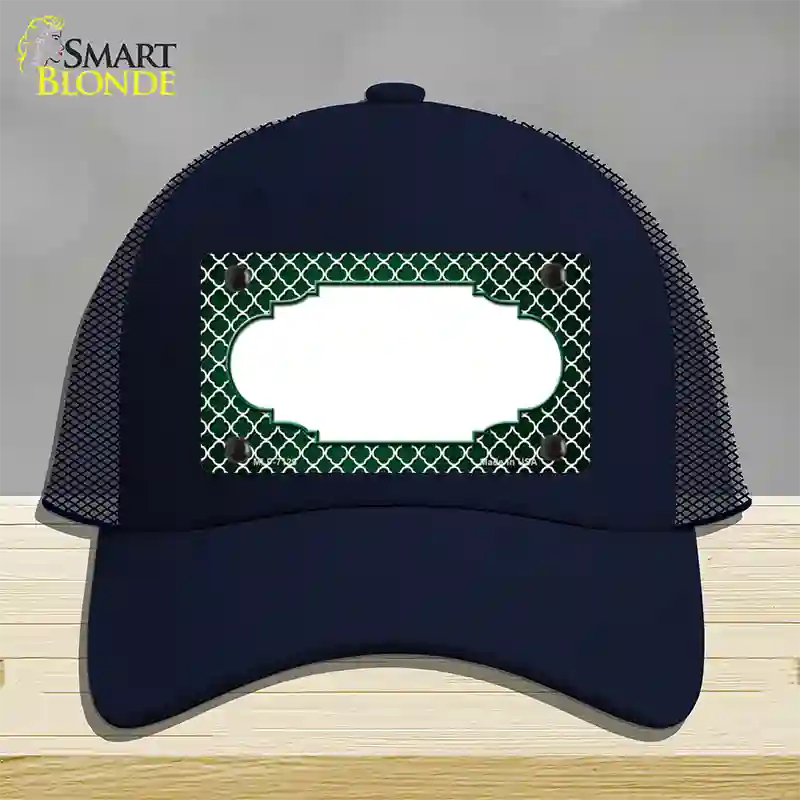 Green White Quatrefoil Scallop Oil Rubbed Novelty License Plate Hat Mesh / Navy