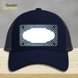 Light Blue White Quatrefoil Scallop Oil Rubbed Novelty License Plate Hat Mesh / Navy