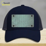 Mint White Small Chevron Oil Rubbed Novelty License Plate Hat Mesh / Navy