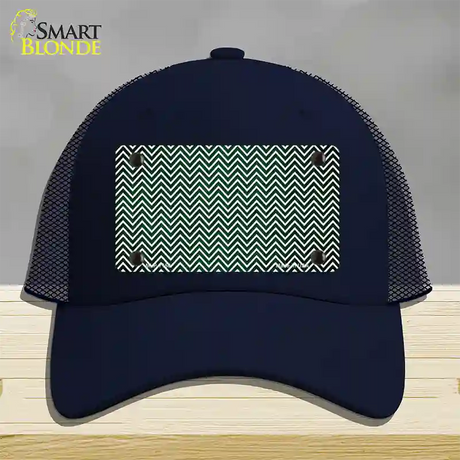 Green White Small Chevron Oil Rubbed Novelty License Plate Hat Mesh / Navy