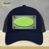 Lime Green White Small Chevron Oval Oil Rubbed Novelty License Plate Hat Mesh / Navy