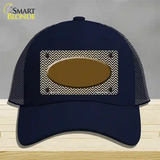 Brown White Small Chevron Oval Oil Rubbed Novelty License Plate Hat Mesh / Navy