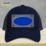 Blue White Small Chevron Oval Oil Rubbed Novelty License Plate Hat Mesh / Navy