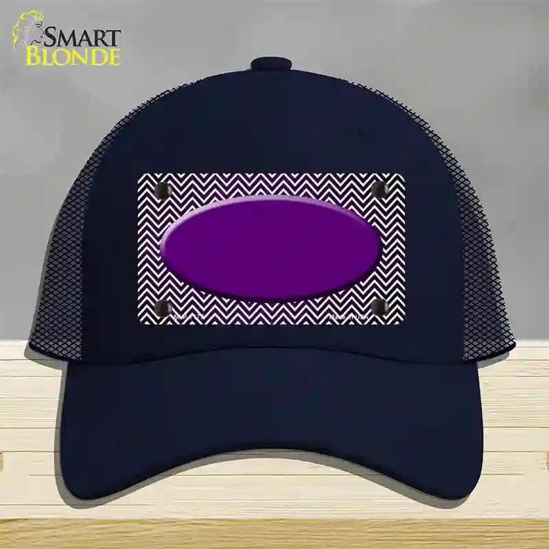 Purple White Small Chevron Oval Oil Rubbed Novelty License Plate Hat Mesh / Navy