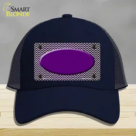 Purple White Small Chevron Oval Oil Rubbed Novelty License Plate Hat Mesh / Navy