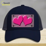 Pink White Small Chevron Hearts Oil Rubbed Novelty License Plate Hat Mesh / Navy