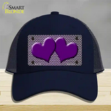 Purple White Small Chevron Hearts Oil Rubbed Novelty License Plate Hat Mesh / Navy