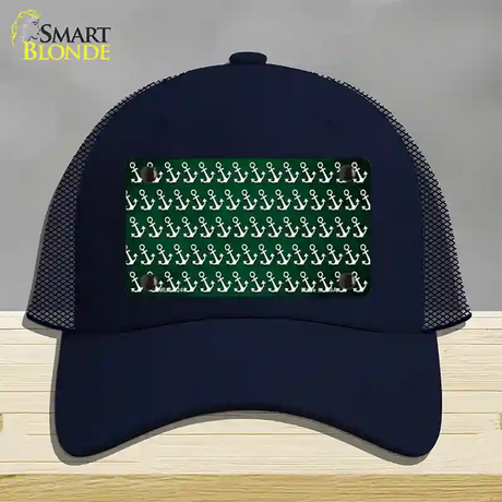 Green White Anchor Oil Rubbed Novelty License Plate Hat Mesh / Navy