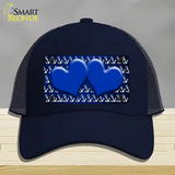 Blue White Anchor Hearts Oil Rubbed Novelty License Plate Hat Mesh / Navy