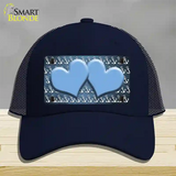 Light Blue White Anchor Hearts Oil Rubbed Novelty License Plate Hat Mesh / Navy