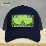 Lime Green White Anchor Hearts Oil Rubbed Novelty License Plate Hat Mesh / Navy