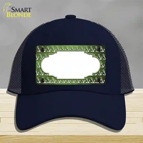 Lime Green White Anchor Scallop Oil Rubbed Novelty License Plate Hat Mesh / Navy