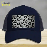 White Black Cheetah Oil Rubbed Novelty License Plate Hat Mesh / Navy